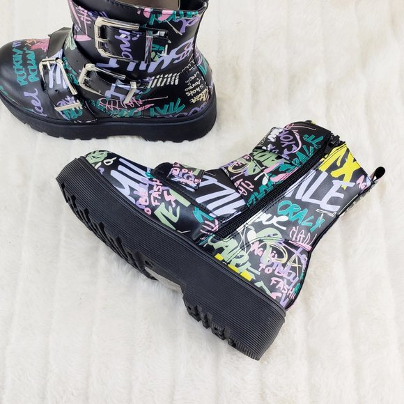Yoki Multicolor Graffiti Ankle Boots - Picture 8 of 16